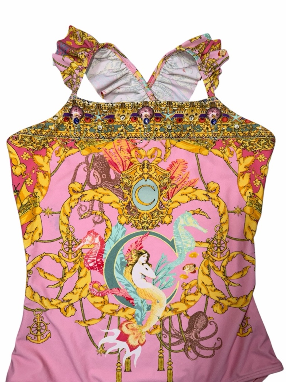 Milla by Camilla Kids Pink Mermaid Motel One Piece With Frill Strap - Picture 2 of 12